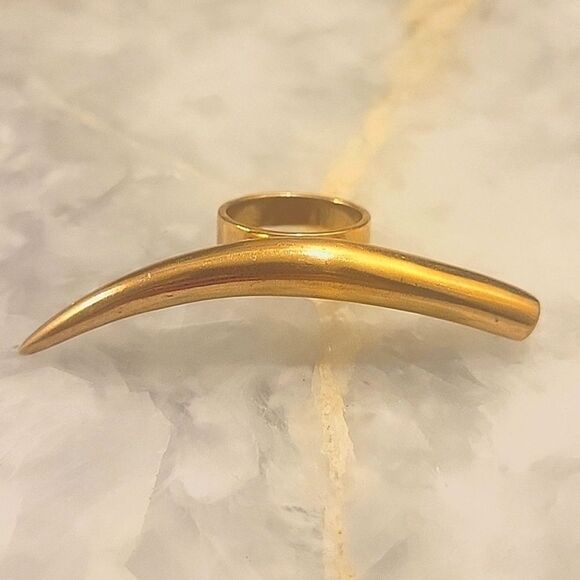 NEW 18KT Kelly Wearstler Gold Horn Ring Spike Statement Claw Nail Bar Abstract 7 - Picture 1 of 5